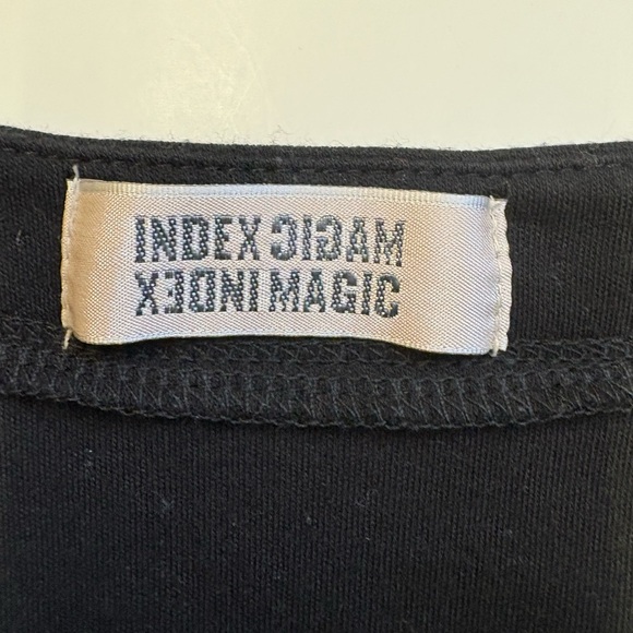 Black fitted short sleeve tee with crew neck & decorative trim women's size M - Picture 3 of 7